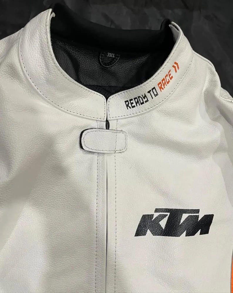 KTM White Color Motorcycle Racing Gear Biker Rider CE Armored Safety Coat Genuine Cowhide Leather Jacket