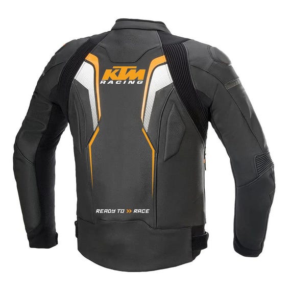 KTM Motorcycle Leather Jacket: CE Armored Cowhide Biker Jacket