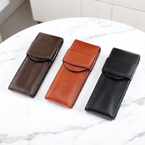 Etui, leren etui, vulpen, retro etui, schoolkantoor, draagbaar kaartetui, cadeau voor haar, schoolorganisator