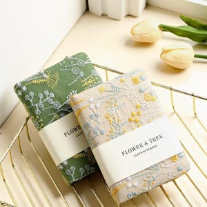 Cuaderno, manual portátil, regalo para amantes de los libros, cuaderno A6 con flores bordadas irregulares para estudiantes, regalo para profesores, regalo para universitarios