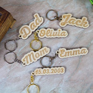 Personalized Wooden Name Keychain: Engraved Plywood Keyring