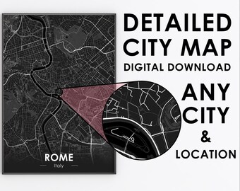 Custom City Map Print: Personalized Urban Wall Art. Any City & Location. Digital Download Poster