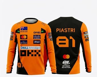 Oscar Piastri #81 Motorsport Orange Long Sleeve T-Shirt – F1 Inspired Racing Design