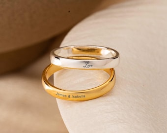 Anillo personalizado grabado, anillo con nombre, anillo con mensaje oculto, regalo de cumpleaños, regalo para esposa, regalo para novia, regalo de Navidad para ella