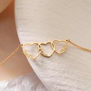Colar personalizado com nome de família e coração, colar com vários nomes, joias com nome de coração, presente para esposa, presente para namorada, presente de casal para ela