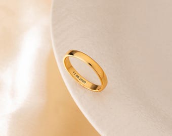 Anillo con mensaje oculto, chapado en oro de 14 k, anillo con nombre, apilable y grabado, regalo personalizado, regalo de San Valentín, regalo para esposa, regalo para ella.
