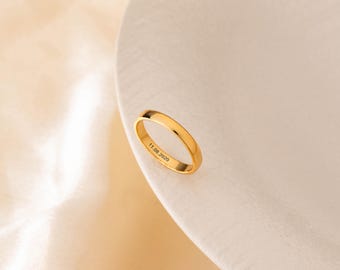 Personalized Name Engraved Ring, Hidden Message Ring, 14k Gold Plated Name Ring, Wedding Gift, Anniversary Gift, Gift for Wife, Gift for Her