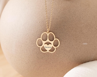 Collar con nombre personalizado y huella de pata, joyería de recuerdo para mascotas, regalo conmemorativo, regalo para amantes de las mascotas, regalo para mamá, regalo para ella