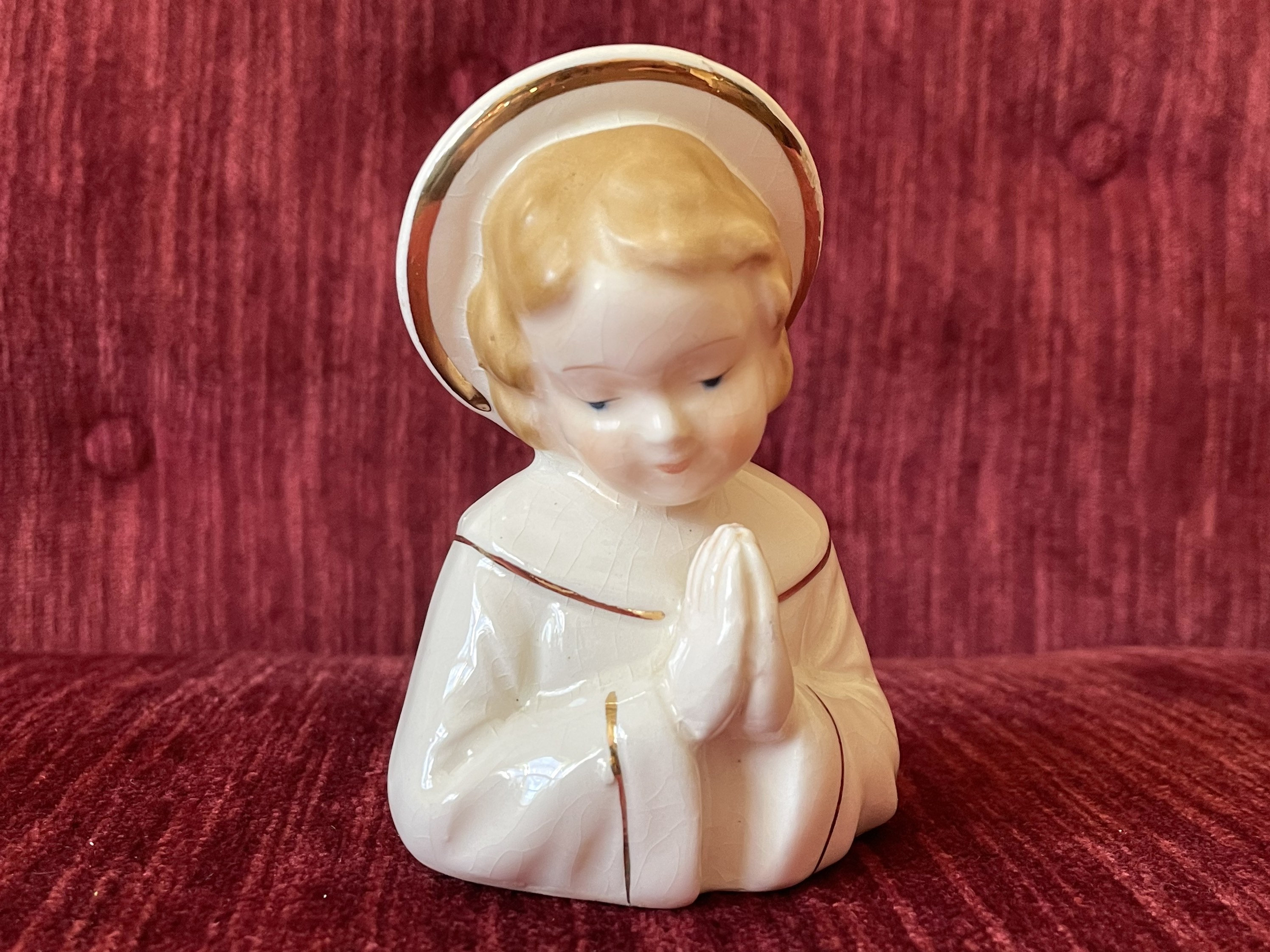 Vintage Saint With Halo Praying Figurine by ART Japan Vintage Saint With Halo Praying Figurine by ART Japan