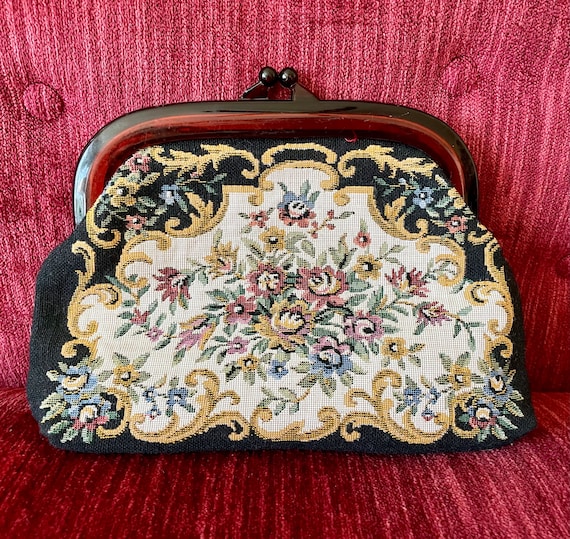 Vintage Walborg Floral Tapestry Clutch - made in … - image 1