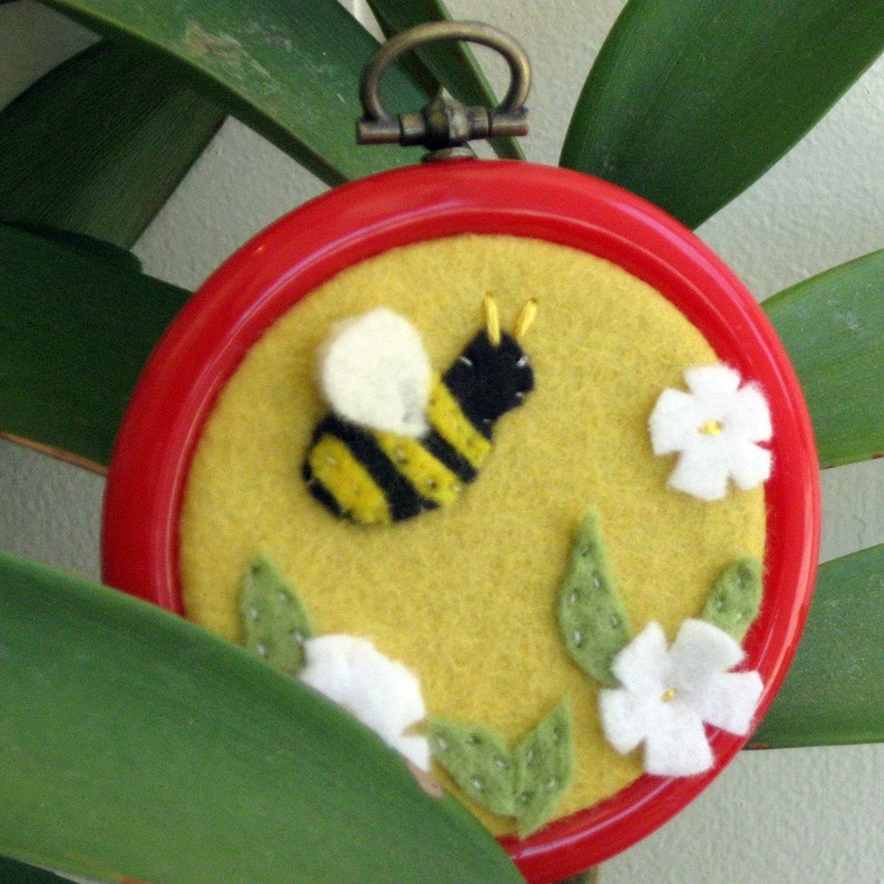 Bumblebee and Flowers Embroidery Hoop Art Nursery Decor Etsy