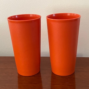 Set of Two Orange Tupperware Tumblers - Harvest Colors - 70s Kitchen - Retro Tupperware Cups - 1970s Tupperware - Picnic Cups - 70s Home