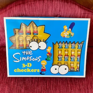 Vintage 1994 The Simpsons 3-D Checkers Vintage Game - Retro Family Game Night - Complete Vintage Game- Bart and Lisa Simpson Pawns 90s