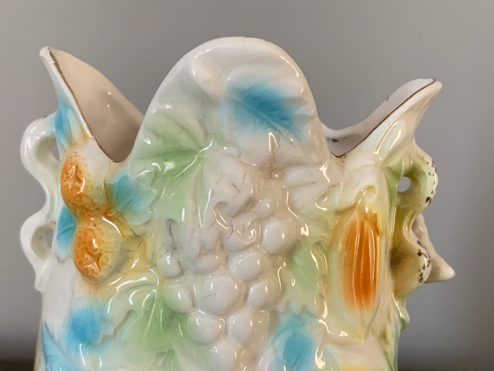 Vintage Betson Bird and Fruit Vase Pastel and Gold Hand Etsy