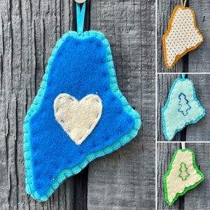 State of Maine Silhouette Handmade Ornament - felt ornament -Made in Maine - state ornament - teacher gift - Choose Your Color - Maine Gift