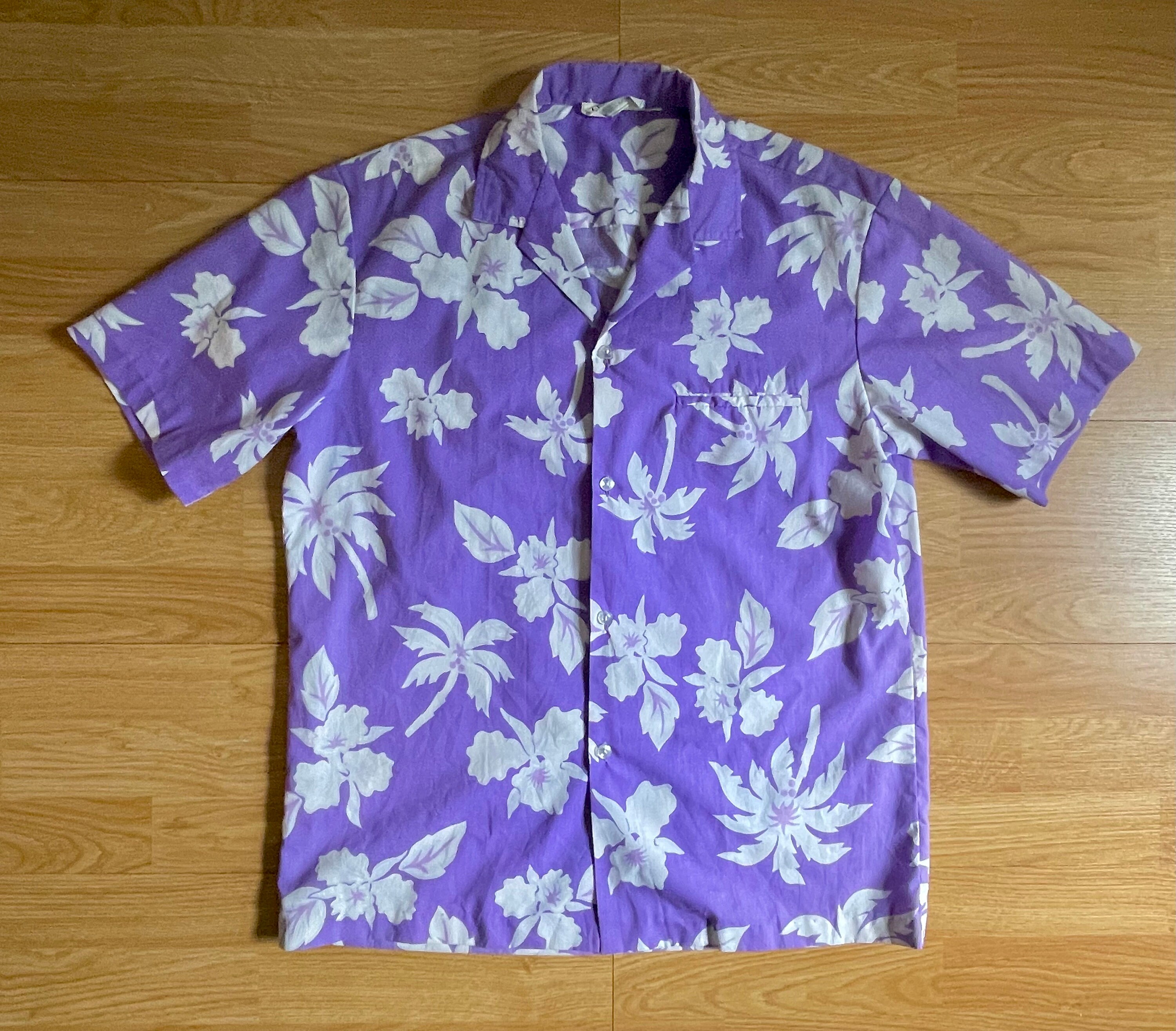 Vintage Royal Creations Hawaii Purple and Gold Hire Hawaiian Shirt