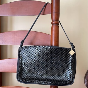 Vintage 1980s Whiting & Davis Black Mesh Evening Bag - Shimmery Black Purse - Handbag- Whiting and Davis for the Fairfield Store - Hong Kong