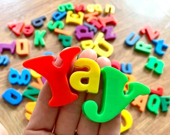 Mixed Lot of Vintage Magnetic Letters - Assemblage Letters - Mixed Media Material - Colorful Lowercase and Capital Letters for Craft