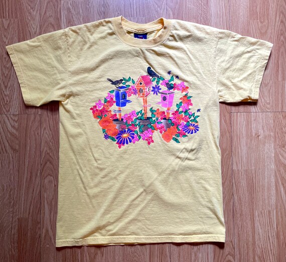 Vintage 90s Time 2 Celebrate T-shirt - Lemon Yellow T Shirt With