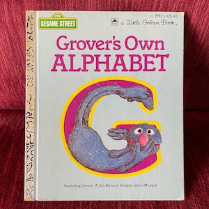 Vintage Grovers Own Alphabet Little Golden Book Sesame Street story kids ABC book 1978 funny childrens book Jim Hensons Muppets image 1