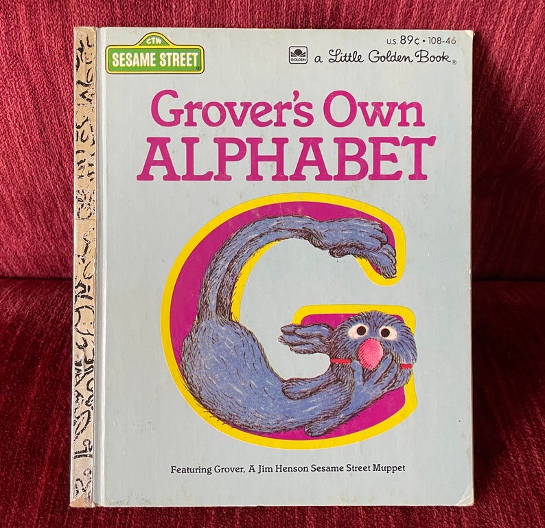 Vintage Grovers Own Alphabet Little Golden Book Sesame Street story kids ABC book 1978 funny childrens book Jim Hensons Muppets image 1