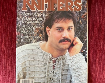 Vintage Knitters Magazine Spring 1987 - Knitting Patterns Magazine - “Men Who Knit” - Cardigan Pattern - Wedding Dress Pattern - 80s Fashion