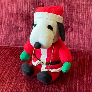 Vintage Snoopy Nylon Plush - Whitman’s Snoopy Peanuts Toy - Snoopy in Santa Suit - Nylon Stuffed Animal - Nylon Plush - Christmas Snoopy