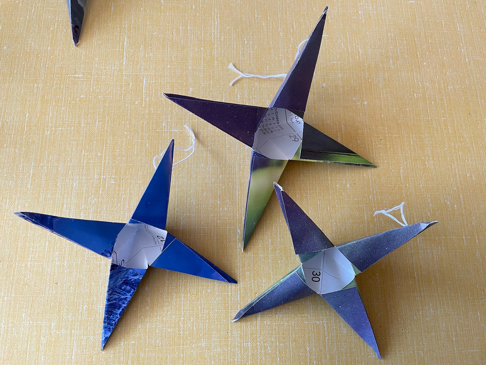 Set of Three Folded Paper Star Ornaments by Ida Northern Etsy