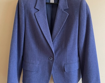 Beautiful Dusty Blue Vintage Pendleton Blazer - Womens Size 6 - Single Button - 100% Virgin Wool Ladies Suit Jacket - Fall Fashion