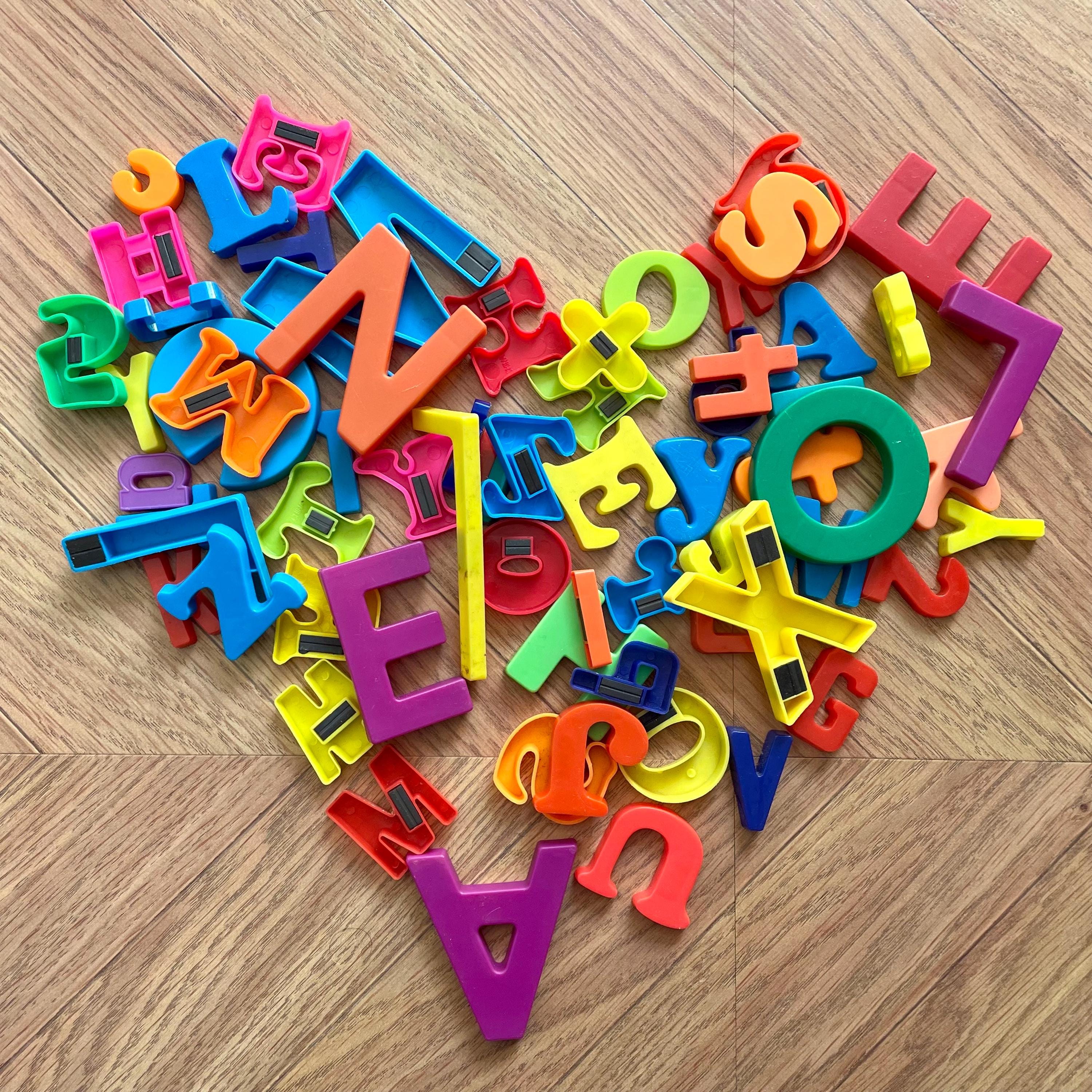 Mixed Lot of 68 Vintage and Newer Magnetic Letters - Assemblage