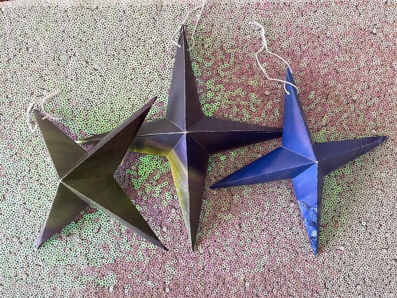 Set of Three Folded Paper Star Ornaments by Ida Northern Etsy