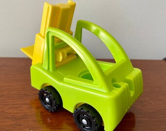 Vintage Fisher Price Little People Forklift from Lift and Load Depot - Green and Yellow Fisher Price Little People Forklift - Construction