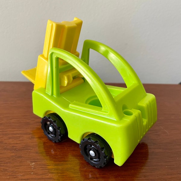 Vintage Fisher Price Little People Forklift from Lift and Load Depot - Green and Yellow Fisher Price Little People Forklift - Construction