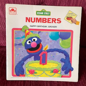 Vintage 1986 “Numbers: Happy Birthday, Grover!” Softcover Golden Book - Sesame Street Book - Jim Henson - Simple Numbers Book NO STICKERS