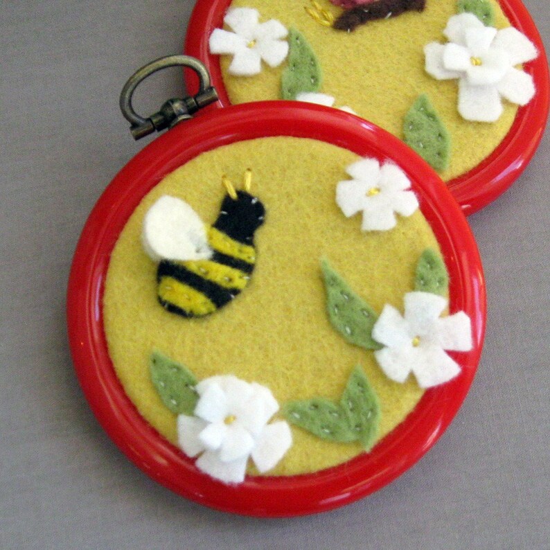 Bumblebee and Flowers Embroidery Hoop Art Nursery Decor Etsy