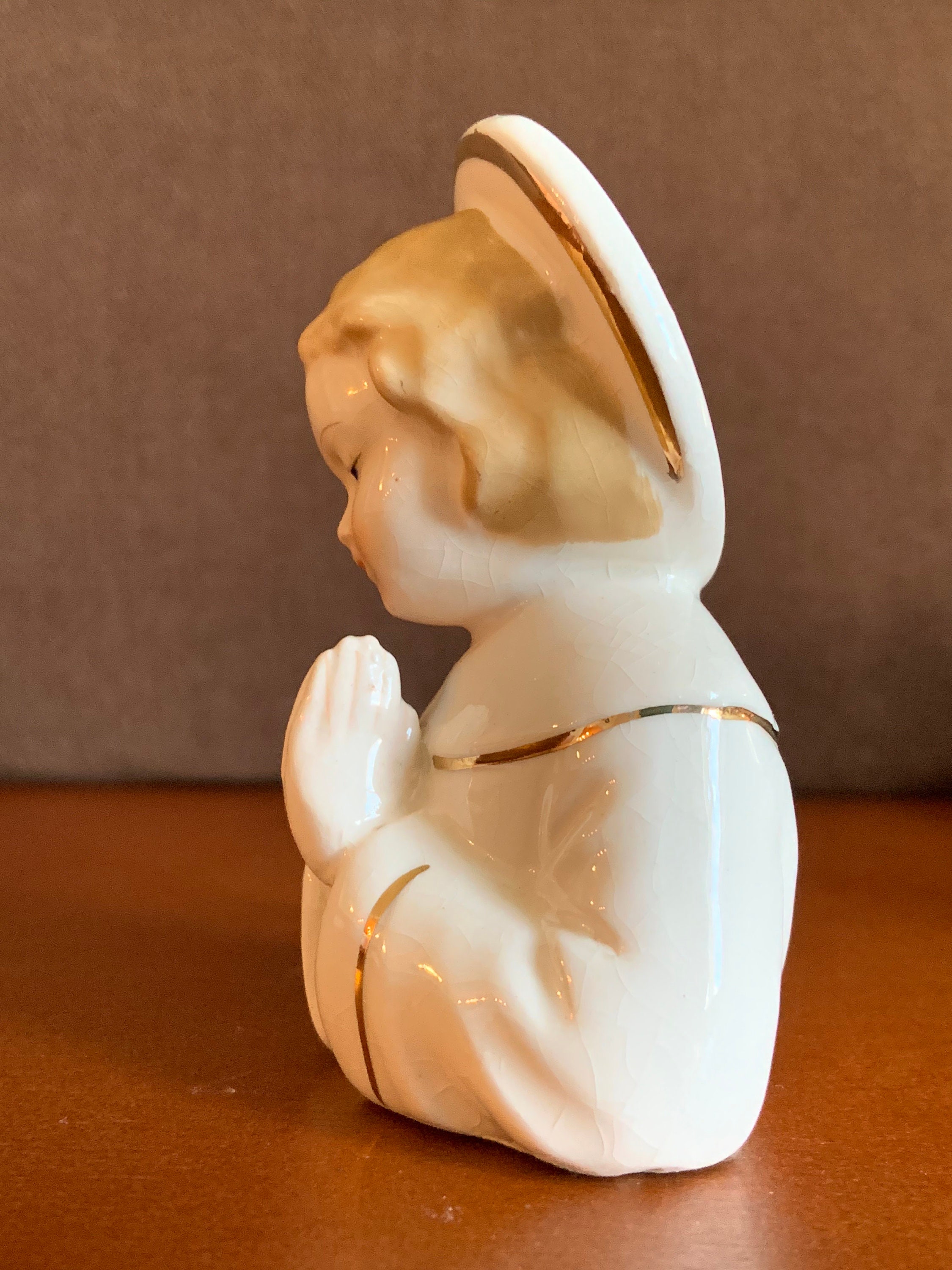 Vintage Saint With Halo Praying Figurine by ART Japan Vintage Saint With Halo Praying Figurine by ART Japan