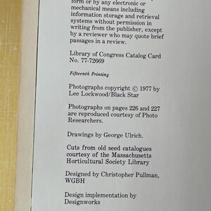 May include: A white page containing black printed text detailing copyright information for a book. The text includes credits for WGBH Educational Foundation, James Underwood Crockett, Lee Lockwood, George Ulrich, and Christopher Pullman, dated 1977.