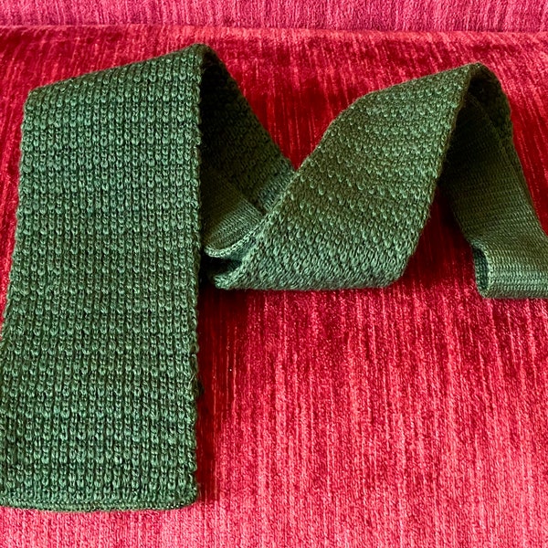 Vintage Dark Green Knitted Necktie - FH Rogers Co Barre Vt - Square Bottom Tie - Green Holiday Tie - Retro Neck Tie - Forest Green Tie