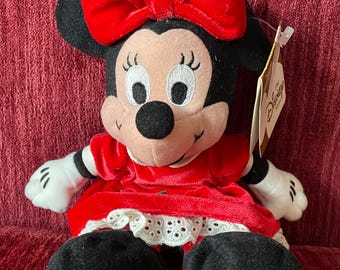 Vintage The Disney Store December Blue Topaz Birthstone Minnie Plush With Tag - Minnie Mouse December Birthday Plush - Disney 9” Stuffy