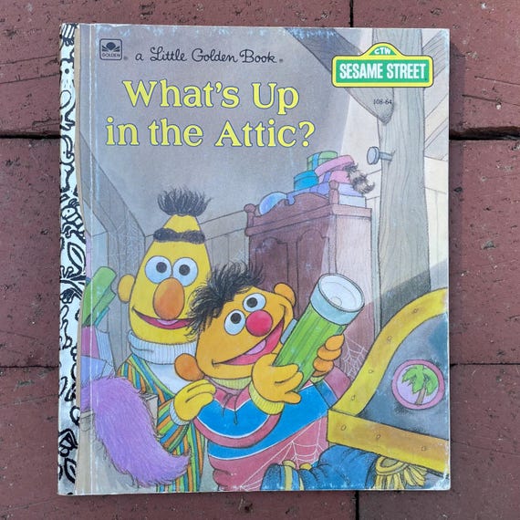 Vintage Little Golden Book “What's Up In the Attic?” - Sesame Street Book - Bert and Ernie - 1991 - 90s nostalgia - Attic Treasures