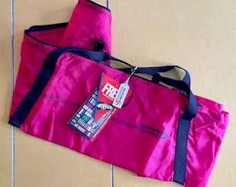 Vintage 1980s SportGraphics Ski Bag - Hot Pink Ski Carrier - Retro Ski Gear - Sport Graphics Pink and Navy Blue Ski Bag - New Old Stock