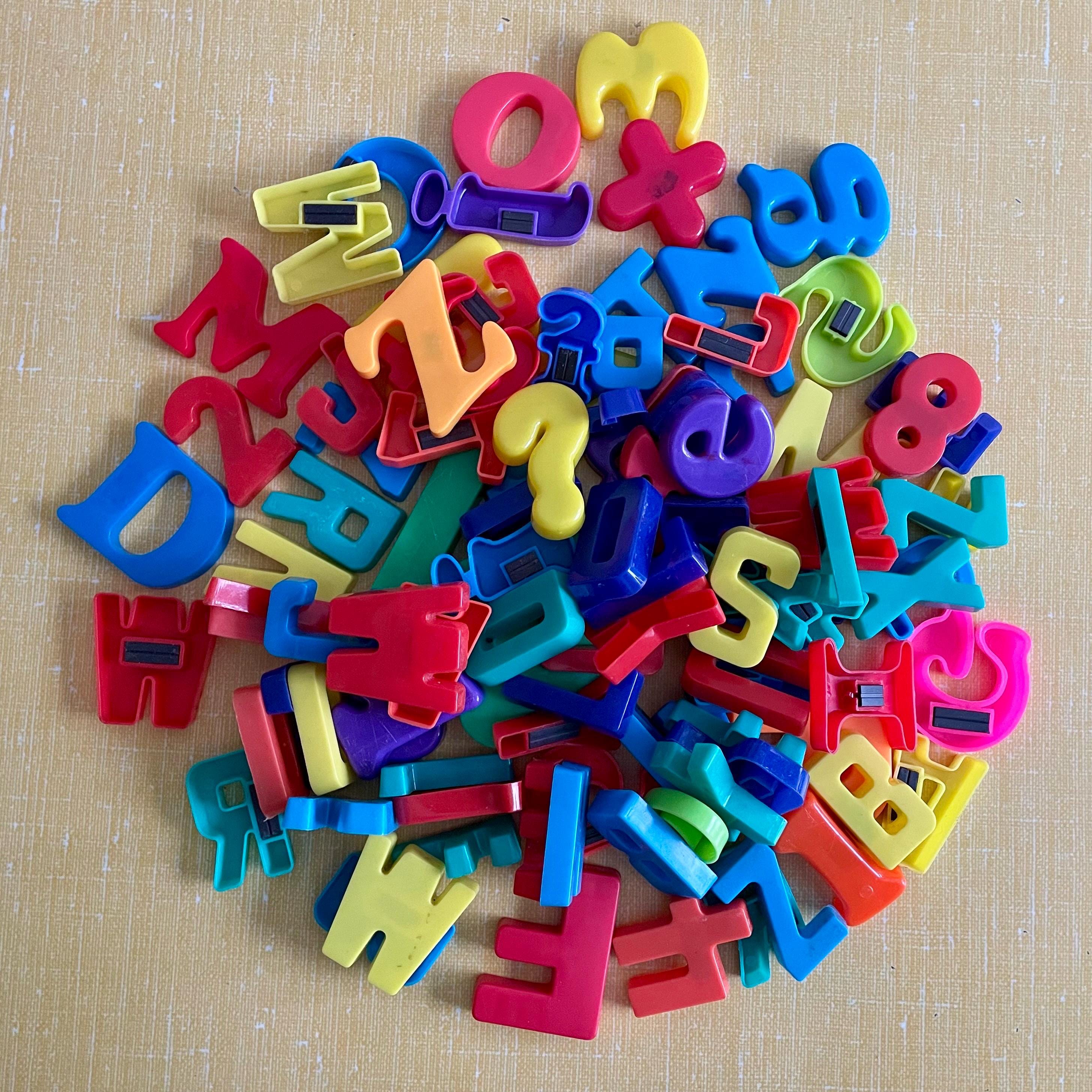 Mixed Lot of 100 Vintage and Newer Magnetic Letters - Assemblage