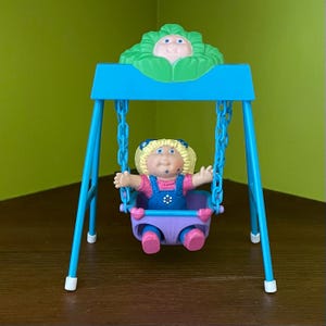 Vintage 1984 Cabbage Patch Kids PVC Figurine in Swingset - O.A.A. Inc - 80s Cabbage Patch Toys Deluxe Miniature