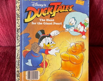 Ducktales “The Hunt for the Giant Pearl” - Vintage Little Golden Book - 1987 Golden Book - Scrooge McDuck Huey Dewey Louie Magica Gyro