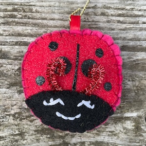 Ladybug Felt Ornament - Handmade Ladybird Ornament - bug insect - kids ornament - small gift - made in Maine - teacher gift - READY TO SHIP
