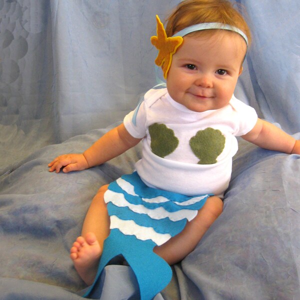 Baby Mermaid Costume - Plan ahead for Halloween - turquoise blue green - Baby Halloween Costume - Starfish - ocean - newborn photo prop