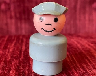 Vintage Fisher Price Little People Small Mailman - FPLP Main Street Replacement Figure - Fisher Price Pilot Chauffer Grey Suit and Hat