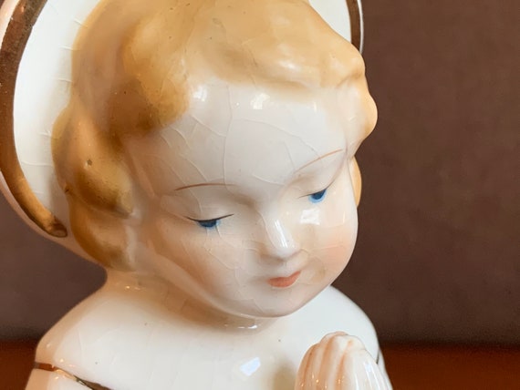 Vintage Saint With Halo Praying Figurine by ART Japan Vintage Saint With Halo Praying Figurine by ART Japan