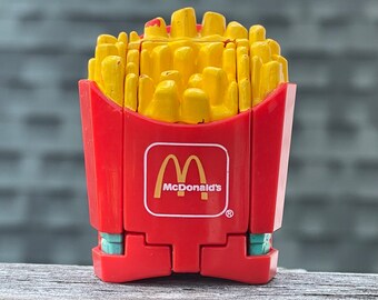 Vintage 1987 McDonald’s Large Fries Changeables Toy - 1980s Collectible Toys - French Fries Robot Happy Meal Toy with Aqua Hands Fry Force