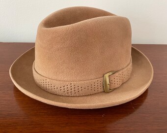 Vintage Knox Challenger Fedora - Tan Felt Fedora Hat - Size 6 7/8 - Made in Weatern Germany - Soft Felt Fedora - Vintage Menswear